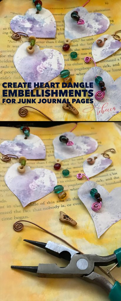 Heart Dangle Embellishments for Junk Journals