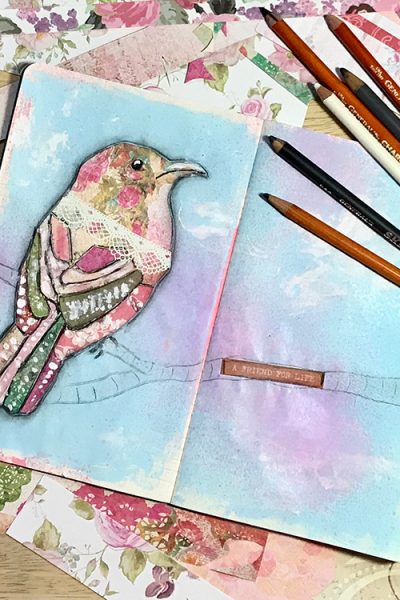 Fine Paper Pieced Collage Bird Feature